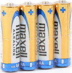 Maxell ALKALINE LR06 LR6 AA alkaline batteries, 4-pack, 1.5V, foil packaging