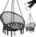 RoGer Stārķa nest chair swing with backrest 80cm Black