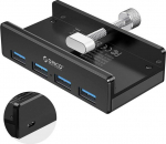 Orico Hub 4 black screw-on ports - Hub USB active desktop 4 ports USB-A 5Gbps screwed to the tabletop
