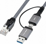 MicroConnect CAT6 FTP to USB A-C adapter, cable, 2 meter
