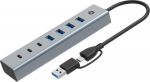 CONCEPTRONIC 7-Port Hub USB-A3.0/-C Adap.->4xA3.0+o.Netz. gr