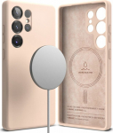 Kaitse&uuml;mbris Silicone Magnetic, Samsung Galaxy S25 Ultra, heleroosa, MagSafe &uuml;hilduv, Ringke