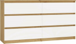 TOP E SHOP M6 MALWA CHEST OF DRAWERS 140 CM 6 DRAWERS OAK ARTISAN/WHITE