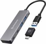 GRAUGEAR 4-Port USB HUB 3.0, 2x Type-C und 2x Type-A retail