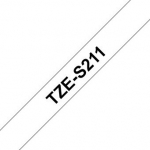 Brother | TZe-S211 Strong Adhesive Laminated Tape | Black on White | TZe | 8 m | 6 cm
