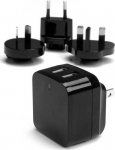 StarTech.com USB-two-port wall charger - powerful (17&nbsp;W/3.4&nbsp;A) - travel charger (international) - power adapter - 17 Watt - 3.4 A - 2 output contacts (USB) - svart - for P/N: USBLT1MWS, USBLT2MBR, USBLT2MW, USBLT30CMW, USBLTM1MBK, USBLTM1MWH, VID2VGATV