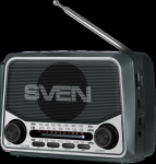 Speaker SVEN SRP-150, gray (3W, Bluetooth, FM/AM/SW, USB, microSD, flashlight, battery)