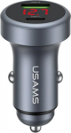 USAMS Car Charger 45W USB-A USB-C LED Aluminium