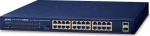 Planet 19" 24-Port 10/100/1000T 802.3at PoE + 2-Port 1000X SFP Unmanaged Gigabit Ethernet Switch &nbsp;(240W PoE Budget, Standard/VLAN/Extend mode)