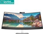 RENEW SILVER HP E34m G4 Curved Conferencing Monitor - 34" 3440x1440 WQHD 400-nit 75Hz AG, Curved, VA, USB-C(65W)/HDMI/DisplayPort, 4x USB-A, speakers, 5MP webcam, RJ-45 LAN, height adjustable/tilt/swivel, 1 years