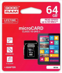 GOODRAM Memory Card microSD 64GB CL10 UHS I + adapter