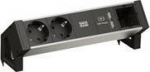 Bachmann DESK 2 ALU BLACK - Steckdosenleiste - Wechselstrom 250 V - Eingabe, Eingang GST18i3 - output terminals: 2 (2 x USB, 2 x CEE 7/3)