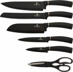 Berlinger Haus Knife Set 7 partial on a stand Black Rose Collection BH/2422 universal