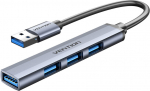 Vention USB 3.0 to USB 3.0/USB 2.0*3 Mini Hub 0.15M Gray Metal Type