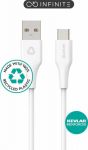 eSTUFF INFINITE (GRS) USB-C to USB-A, Cable 2m White. PVC Free