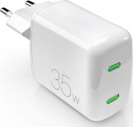 Vooluadapter Puro GaN 35W 2xUSB-C, White