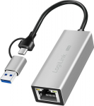 LogiLink USB-A/-C auf 2.5G Ethernet network adapter gray