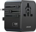 Charger USAMS Travel Adapter CC308 USB-C + USB-A 17W 4w1 US/AU/EU/UK czarny