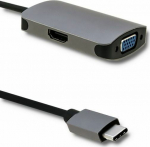 Station/replicator Qoltec USB-C - HDMI - VGA Szary (50380)
