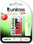 Uniross Batteries Uniross Ni-MH AA / HR06 Rechargeable Batteries 2100mAh, 2 stk