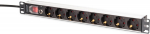 Digitus Listwa zasilająca PDU Rack 19" z overload protection, 8 Schuko sockets CEE 7/3 (45&deg;), kabel 2m Unischuko plug, 16A, Aluminum