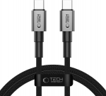 USB-kaabel USB-C otsik <-> USB-C otsik, 1m, 100W / 5A, tumehall, Tech-Protect