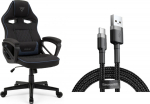 Armchair SENSE7 Knight black and blue fabric + kabel usb