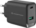 CONCEPTRONIC Ladeger&auml;t 2Port GaN USB-C/-A 45WPD3.0/PPS sw