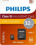 Philips FM32MP45B MicroSDHC Memory Card 32GB Class 10 / UHS-I + Adapter
