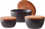 Lumarko Set of stoneware bowls with lids 3szt. czarny 12485