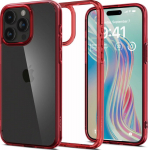 Kaitse&uuml;mbris Ultra Hybrid, Apple iPhone 15 Pro, l&auml;bipaistev punase &auml;&auml;rega, Spigen