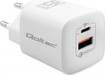 Qoltec Charger 35W GaN ULTRA | 5-20V | 2.25-3A | 1 x USB typ C PD | 1 x USB | White
