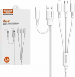 Kabel USB Somostel USB-A - USB-C + microUSB + Lightning 1.2 m White (33715)