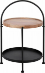 Boltze Small round coffee table TRAY with wooden top mango, &Oslash; 39 x 55 cm