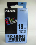 Casio Tape XR-18BU1, black printing/blue primer, unlaminated, 8m, 18mm