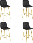 Leobert NADO stool - black velvet / GOLDEN legs x 4