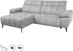 Corner sofa LUZERN LC, electric recliner, light grey