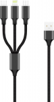Kabel USB Techonic Forever kabel 3w1 USB - Lightning + USB-C + microUSB 1.0 m 2A czarny
