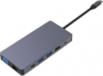 Extra Digital Adapter USB Type-C - 2x HDMI, VGA, LAN, 3x USB Type-A, SD, TF, USB Type-C PD100W, Aux