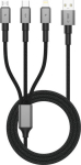 USB-kaabel 3in1, Lightning, USB-C, MicroUSB, 1.2m, tumehall, Tech-Protect