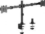 Equip 17"-35" High-performance desk mount for two monitors with swivel function, Klemme/execution, 40 kg, 43.2 cm (17"), 88.9 cm (35"), 100 x 100 mm, Schwarz
