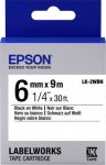 EPS Epson LK-2WBN (C53S652003) Label Tape Cartridge, Standard, Black on White (6mm, 9m)