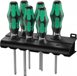 Wera Tools Screwdriver Set with Rack Kraftform Plus 335/350/355/6, 105622 Wera