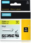 Kleepkirjalint Dymo 12mm, must/kollasel RHINO Tape 18432 Black on Yellow, Coloured Vinyl 5.5m