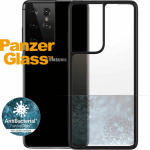 Kaitse&uuml;mbris ClearCase, Samsung Galaxy S21 Ultra 5G, klaasist tagak&uuml;ljega, l&auml;bipaistev musta &auml;&auml;rega, PanzerGlass