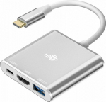 TB Adapter HUB USB C 3w1 - HDMI, USB, PD srebrny