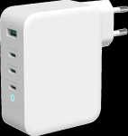 DELTACO Wall charger GaN, 3x USB-C, 1x USB-A, White