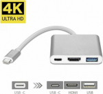 Fusion Accessories USB-C Multiport Adapter (USB 3.0 / HDMI / USB Type C) Silver