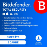BitDefender Total Security Security programs 3 units 1 year