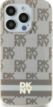 DKNY DKNY DKHMP14SHCPTSE iPhone 14 / 15 / 13 6.1'' beige/beige hardcase IML Checkered Mono Pattern & Printed Stripes MagSafe